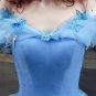 Cinderella Wedding Dress Blue Bridal Gown Off The Shoulder Cap Sleeves robe de Marry Halloween Costu