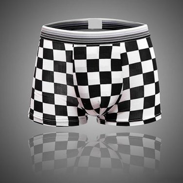 Men\'s Fashion Grid Pattern Underwear Sexy Shorts Boxer Cotton Underpants