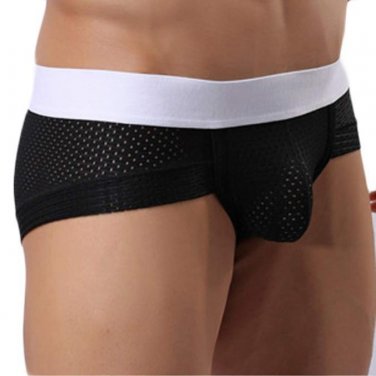 Low-waisted Ventilation Men Underwear Boxer Briefs Straight Angle Underpants BK