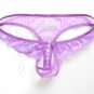 Man Men\'s sexy sheer transparent lace thongs g-string panties briefs t back panties open crotch joc