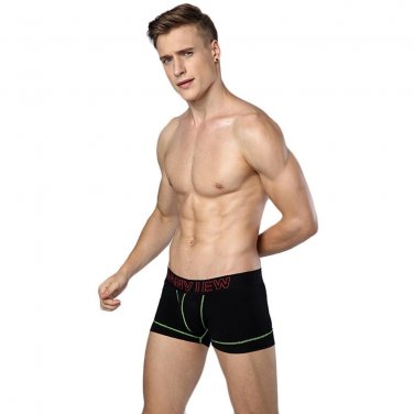 Men Low Waist Ventilation Cotton Comfy Shorts Boxer Underpants Underwea BK/L