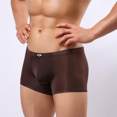 JQK men boxer underwear boxers men\'s U high elastic convex seamless silk waist slim large male boxe