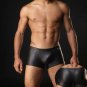 Plus Size Boxers Black Nylon Sexy Men PU Faux Leather Underwear Boxers Shorts Sheathy Cool Male Gay 