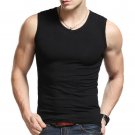 Plus Size Man\'s cotton pure color seamless underwear clothing close-fitting broad shoulders V neck 