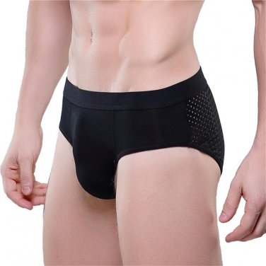 Briefs Men Underwear Mesh Solid Big Size Modal Panties Black High Quality Natural Breathable Male Un