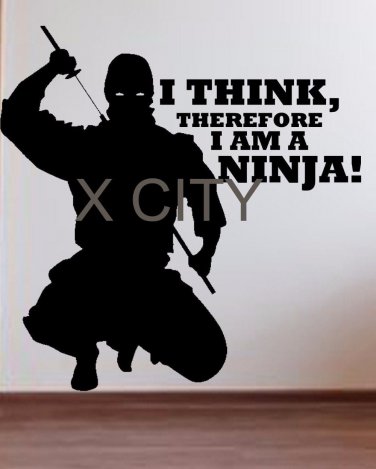 I think therefore I am a Ninja SILHOUETTE Poster Japan Manga Decal Vinyl Sticker Wall Art Home Room 