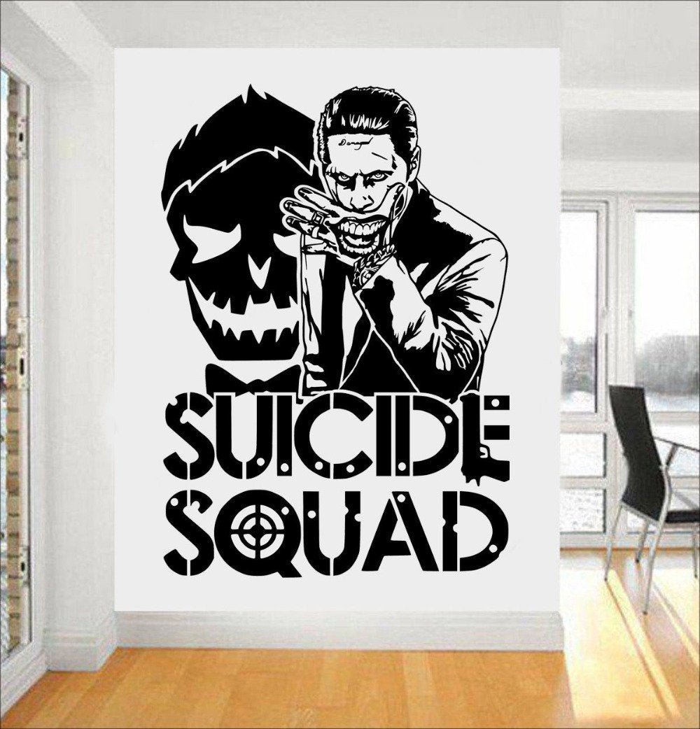 Joker Suicide Squad Wall Art Sticker Fashion Design Wall Stickers For Boys Bedroom Teens Room Decor