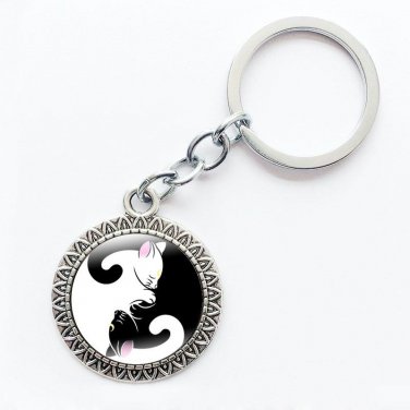 Sailor Moon Luna Cat Artemis Anime Manga Keychain Keyring Yin And Yang Jewelry Dome Round Cabochon C