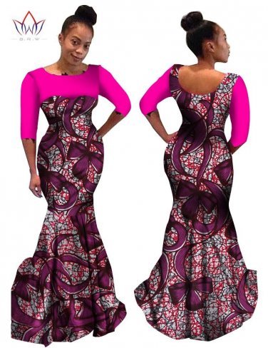 Plus Size Summer dresses women o-neck Custom Clothing Africa Wax Dashiki Slim Cut Sexy cotton natura