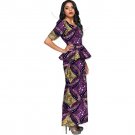African clothing ankara print women short sleeve tops with skirts set fashion patterns ladies dashik