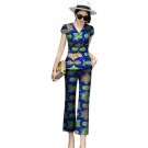 African print women short sleeve top and pants set fashion pattern ladies dashiki africa print casua