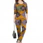 Leisure time african women long sleeve crop tops and long pants set fashion dashiki africa print cas