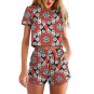 African women short sleeve crop tops Ankara shorts set fashion dashiki african print clothes casual