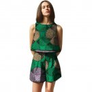 African women Sleeveless crop tops and short pants set fashion dashiki africa print casual ladies mi