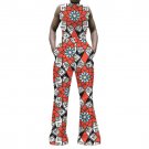 Elegant women african print set clothing fashion short top and flared trousers set casual dashiki pa