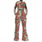 Elegant women african print set clothing fashion short top and flared trousers set casual dashiki pa