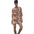 African Fashion dress half sleeve design africa printed fabrics women dashiki clothes for party/wedd