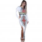 YSMARKET s-xxxl plus size casual dresses 2017 white african print fabric clothing women long sleeve 