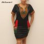 High Quality 2017 Summer Dress Women\'s Short Sleeve Vintage Floral Print office Bodycon Dashiki Pen