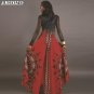 2017 Women African Print Skirt Dashiki Jupe Bohemian High Waist Pleated A-Line Maxi Flare red yellow