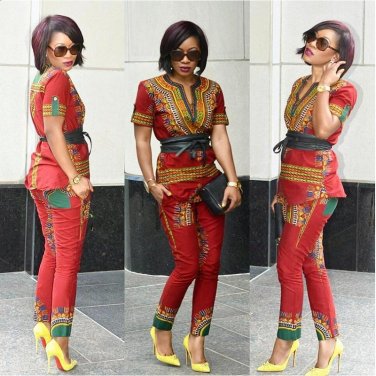 Floral Print Two Piece Overalls African Style Dashiki Casual Jumpsuit And Romper For Women Retro Vin