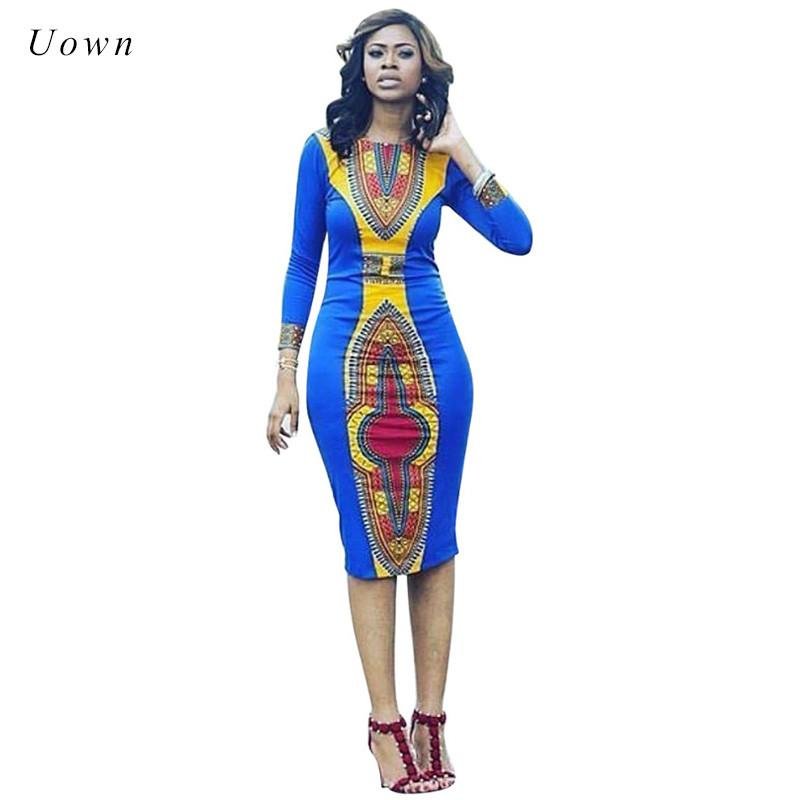 Women Traditional African Print Dresses Long Sleeve Autumn Fashion Style South African Attire Dashik