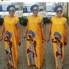 Free shipping African traditional dresses for women yellow girl print dashiki fashion style bazin ri
