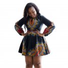2017  Vestidos Party Dresses Sexy Large Size Dress African Print Black Dress Long Sleeve Autumn Wint