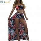 HAOYUAN Summer Sexy Maxi Dresses Two Piece Set Wrap Off Shoulder Dashiki Floral Dress 2017 Women Ban
