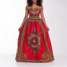 African Women traditional Printed Dashiki Dresses Sexy Sleeveless Long Night Club Party Dress Turkey