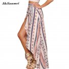 Asymmetric dashiki african print skirt women femme summer pink high Elastic waist elegant long maxi 