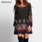 Vintage Boho Dress Women 2017 Loose Robe Ete Dashiki Geometrical Print Summer Sundresses Casual Beac