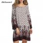 Vintage Boho Dress Women 2017 Loose Robe Ete Dashiki Geometrical Print Summer Sundresses Casual Beac
