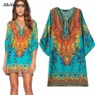 Summer style Floral Print Spain Dress Three Quarter Women Beach Dress dashiki ethic Printed Womens T