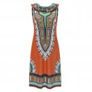 Women Traditional African Dress Print Dashiki Bodycon Sexy Sleeveless Slim With Hooded Summer Dress 