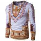 Africa National Floral Printed T Shirt Men 2017 New O Neck Tee Shirt Homme Casual Slim Fit Long Slee