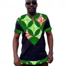 African print men t shirt patchwork short sleeve dashiki tops mens africa clothing customize made to