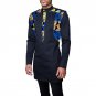 Epaulet decorated print long shirts mens slim fit African men tops fashion patchwork design dashiki