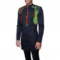 Epaulet decorated print long shirts mens slim fit African men tops fashion patchwork design dashiki