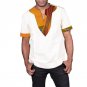 Patchwork print/ dashiki tops short sleeve men african clothes fashion v-neck african shirt man afri
