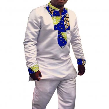 Custom dashiki clothes V-Neck men shirt fashion long sleeve male african print tops made by print an