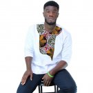 African print three quarter sleeve shirt men fashion patchwork design shirts dashiki tops of africa 