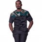 Black silk patchwork african shirt for men short sleeve dashiki tops ankara print africa style tradi