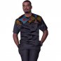Black silk patchwork african shirt for men short sleeve dashiki tops ankara print africa style tradi