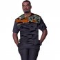 Black silk patchwork african shirt for men short sleeve dashiki tops ankara print africa style tradi