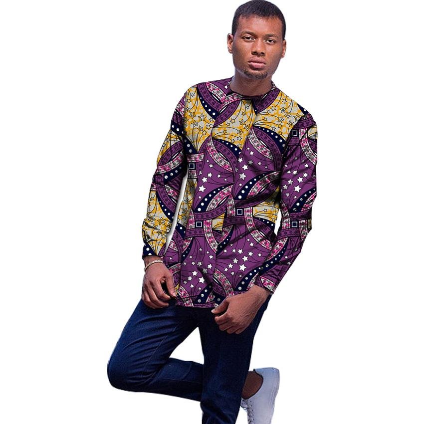 African t shirt male tops print long sleeve men africa t shirt fashion traditional design dashiki cl
