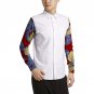 Conventional african men print shirts custom africa clothing white and prints patchwork long sleeve 