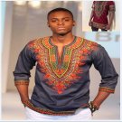 Fast shipping Dashiki fashion design african traditional printed Men T-shirts V-Neck Half sleeve pri