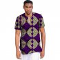 Brightly print dashiki tops short sleeve men african clothes fashion v-neck african shirt man africa