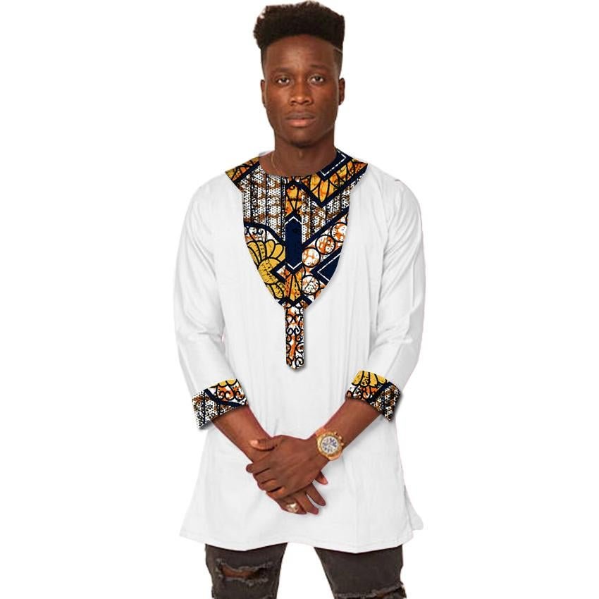 Africa print mens Three Quarter sleeve t-shirt fashion african shirt man dashiki clothes customized